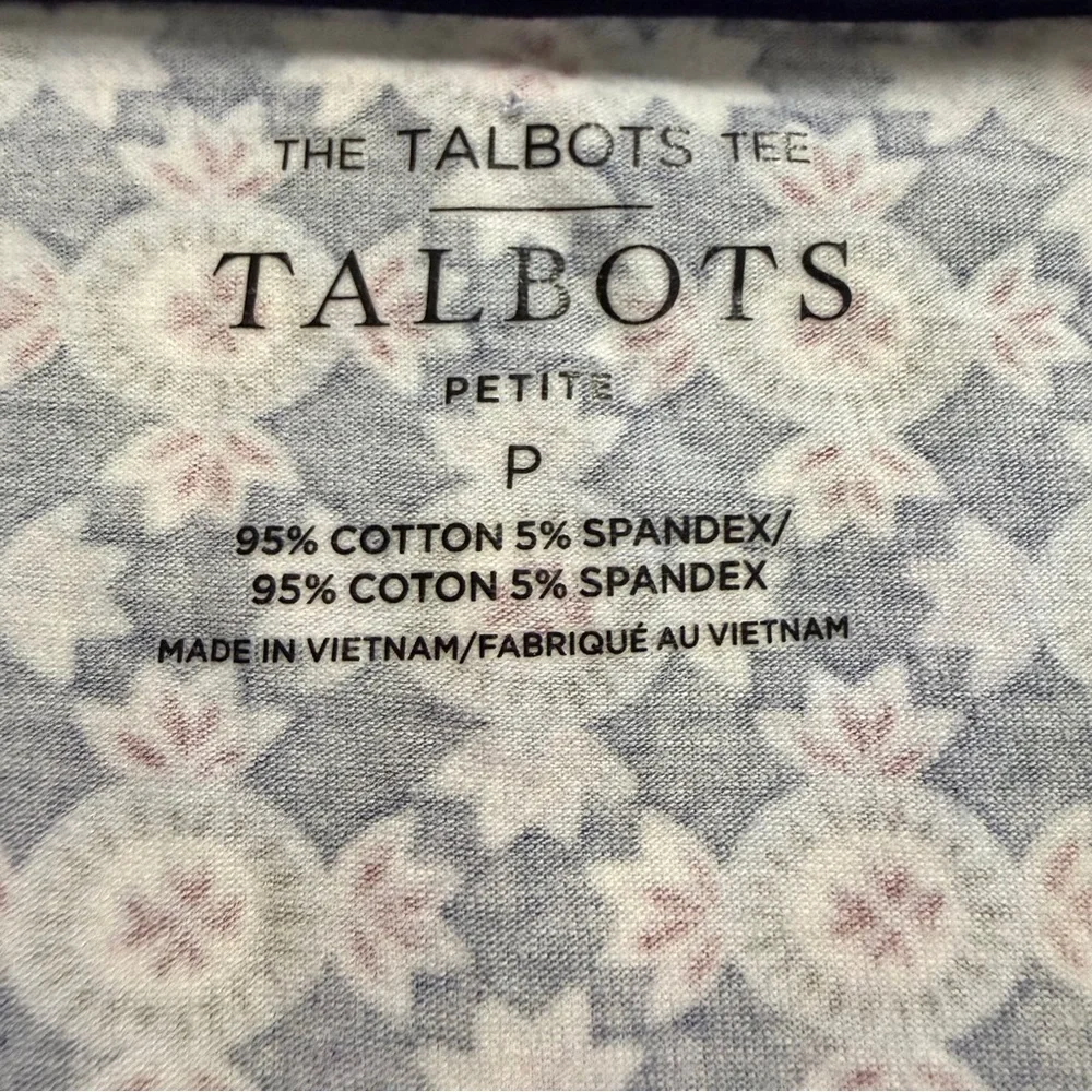 Talbots The Talbots Tee Geometric Medallion Print Navy‎ Blue Women Petite P